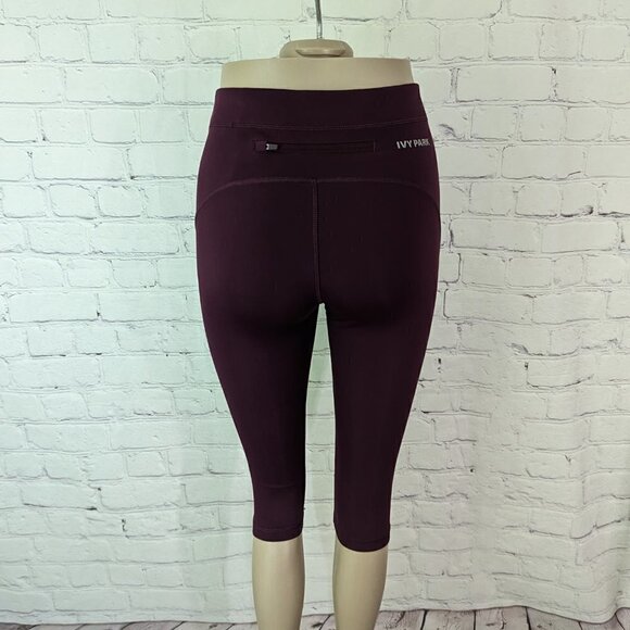 IVY PARK Burgundy Crop Pants Cropped Leggings S - Picture 2 of 5